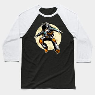 Jumping Astronaut Illustration Baseball T-Shirt